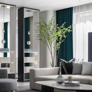 Metallische Fantasie Zarter Strukturierter Gestreifter Funkelnder Schimmernder Türkis Vorhang 3