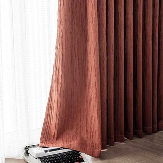 Die Crush Terracotta Rostrot zerknitterte gestreifte Verdunklungsvorhänge