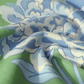 Vögel & Blüten Chinoiserie Blau & Grün Blumen Samt Vorhang 6