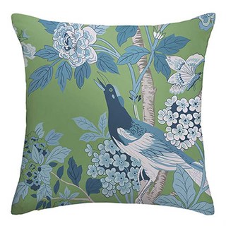 Vögel & Blüten Chinoiserie Blau & Grün Blumen Samt Vorhang 7