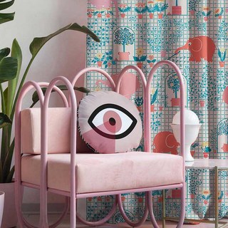 Elefant Gärtner Blau & Rot Niedliche Gardine 2