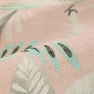 Dschungel Mix Affe und Papagei Pink Blumen Samt Vorhang 3