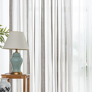 Moondance Dunkelgrau Weiß Gestreifte Leichtdurchscheinende Voile Vorhänge 3