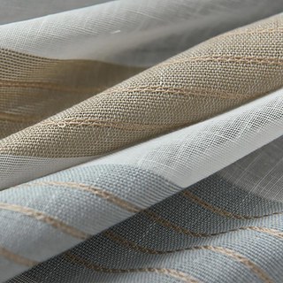 Moondance Haze Blau Mocha Gestreifte Leichtdurchscheinende Voile Vorhänge 5