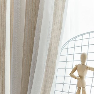 Moondance Haze Blau Mocha Gestreifte Leichtdurchscheinende Voile Vorhänge 2