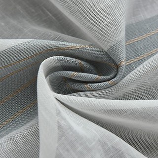 Moondance Haze Blau Mocha Gestreifte Leichtdurchscheinende Voile Vorhänge