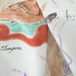 Wunderbares Leben Handgezeichnete Katzen Kunst Druck Vorhang 5