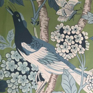 Vögel & Blüten Chinoiserie Blau & Grün Blumen Samt Vorhang 8