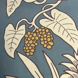 Botanica Blaue Gestreifte Bedruckte Florale Samtvorhänge 4