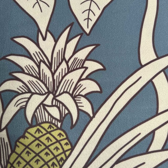 Botanica Blaue Gestreifte Bedruckte Florale Samtvorhänge 1