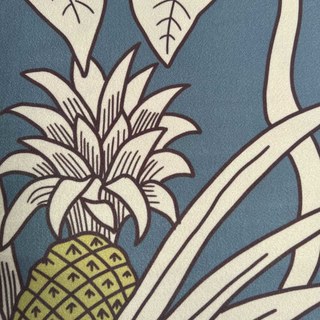 Botanica Blaue Gestreifte Bedruckte Florale Samtvorhänge