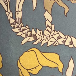 Botanica Blaue Gestreifte Bedruckte Florale Samtvorhänge 3