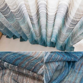 Pinselstriche Blau Transparente Voile Vorhänge 3
