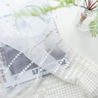 Bestickte weiße gepunktete Dot Voile Gardine