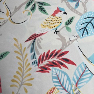 Dschungel Mix Affe und Papagei Creme Blumen Samtvorhang