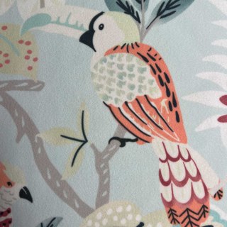 Dschungel Mingle Affe und Papagei Pastellblau Blumen Samt Vorhang 3