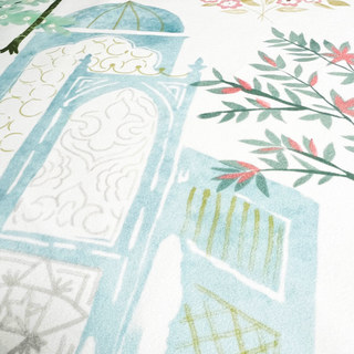 Persischer Garten Grüner Dom Blumen Samtvorhang 4