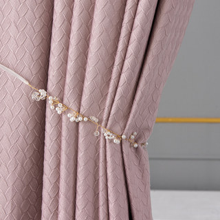 Skandinavisches Körbchenmuster, strukturierter, pinkfarbener Samt, Verdunklungsvorhang 4