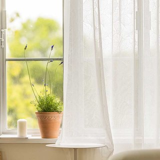 Ginkgo Blätter Jacquard Elfenbeinweiß Blumenspitze Vorhang 6