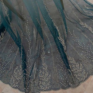 Pacific Blue Ombre bestickter Blumen-Voile-Vorhang 3