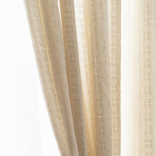Gewebter Strick Baumwollmischung Korbwebmuster Cremefarbener Semi-Transparenter Voile Vorhang 3