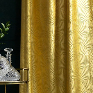 Orientalische Fächer Luxus Art-Déco Jacquard Gemustert Goldene Vorhänge 3