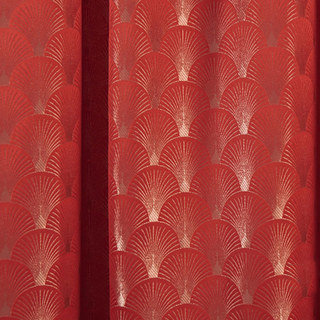 Die Roaring Twenties Luxus Art-Deco Muschel gemusterte Rot & Gold Vorhänge 3