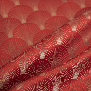 Die Roaring Twenties Luxus Art-Deco Muschel gemusterte Rot & Gold Vorhänge 4