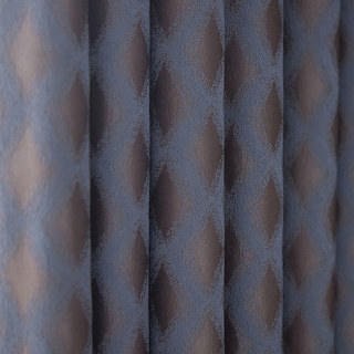 Zeitloser Diamond Jacquard Blau & Braun Geometrischer Vorhang 3
