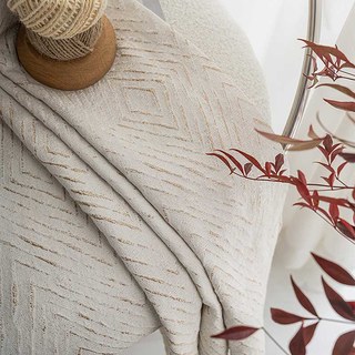 Diamond Life 3D Jacquard Gold Glitzernder Beige Cremefarbener Geometrischer Vorhang