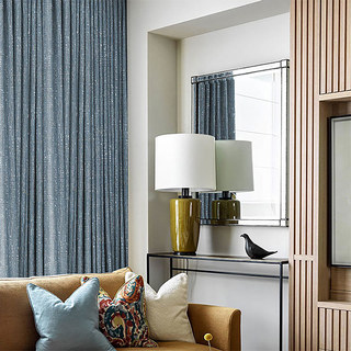 Metallische Fantasie Zarter Strukturierter Gestreifter Funkelnder Schimmernder Dunstblauer Vorhang 2