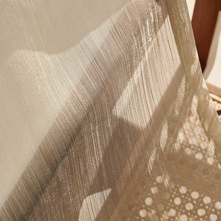 Paris Cascade schimmernder gestreifter Kaffee-Taupe-Braun transparenter Voile-Vorhang