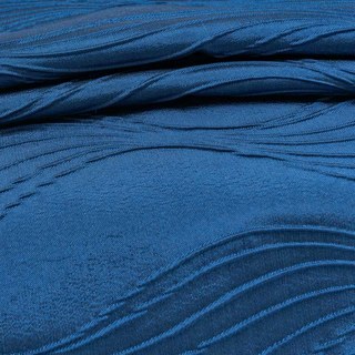 Surf 3D Jacquard Wellenmuster Marineblau Samtvorhang 5
