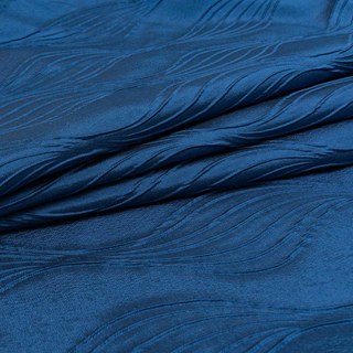 Surf 3D Jacquard Wellenmuster Marineblau Samtvorhang 6