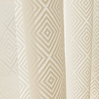 Japanisches Elfenbeinweiß Diamant Geometrischer Spiegel Voile Vorhang 2