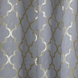 Marokkanischer Gitter Grey und Metallic Gold Arabesker Geometrischer Vorhang 2