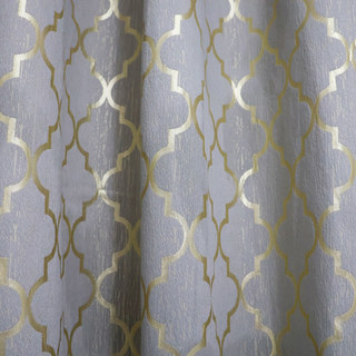 Marokkanischer Gitter Grey und Metallic Gold Arabesker Geometrischer Vorhang 3