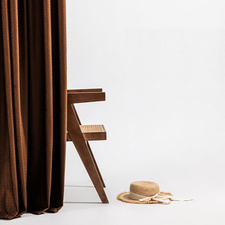 Skandinavische Korbflecht-Strukturierte Dunkelbraune Samt Verdunklungsvorhänge 2