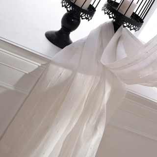 Craft Feel Strukturierter Weißer Punktgestreifter Voile Vorhang 7