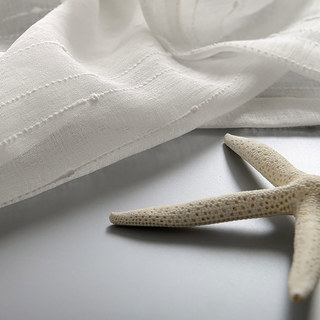 Craft Feel Strukturierter Weißer Punktgestreifter Voile Vorhang 8