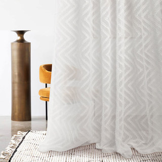 Echo Vertikal gewelltes elfenbeinfarbenes Voile Vorhang 2