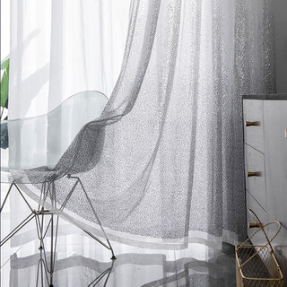Galaxy Schwarz & Silber Pailletten Schimmernder Ombré Voile Vorhang
