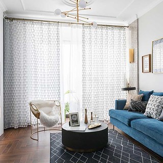 Romantische Dimension Grau und Weiß Dreiecke Geometrischer Voile Vorhang 4