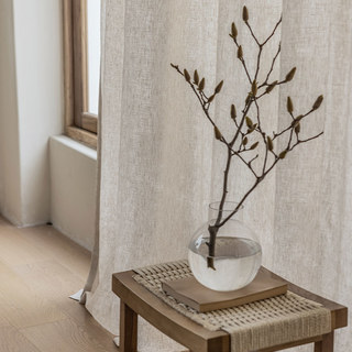 Shabby Chic Haferfarben Naturfarben 100% Leinenflachs Vorhang 2