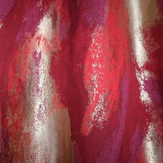 Blendender Pinselstrich Luxus Jacquard Rot & Gold Abstrakt Vorhang