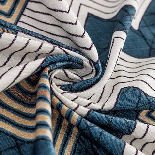 Enigma Chenille Geometrischer Blau- und Brauner Vorhang 5