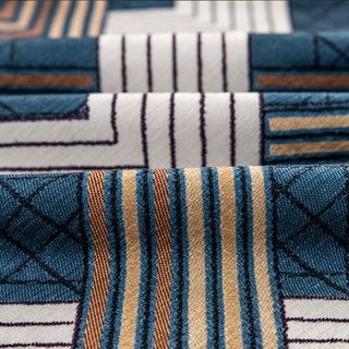 Enigma Chenille Geometrischer Blau- und Brauner Vorhang 7