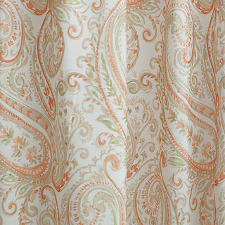 Fantasy Paisley Leinen-Optik Orange & Grün Vorhang 4
