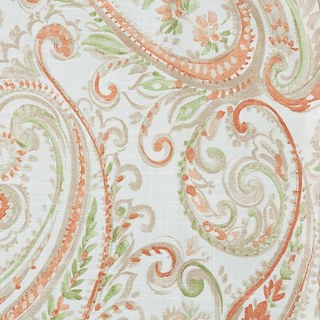 Fantasy Paisley Leinen-Optik Orange & Grün Vorhang 3