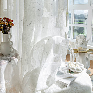 Starlet Silber Pailletten Elfenbein Weißer Netzgardine 6